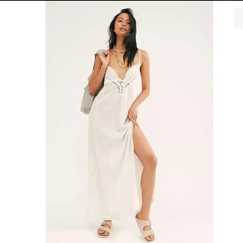 NEW FREE PEOPLE ENDLESS SUMMER GAUZE KINI MAXI DRESS WHITE